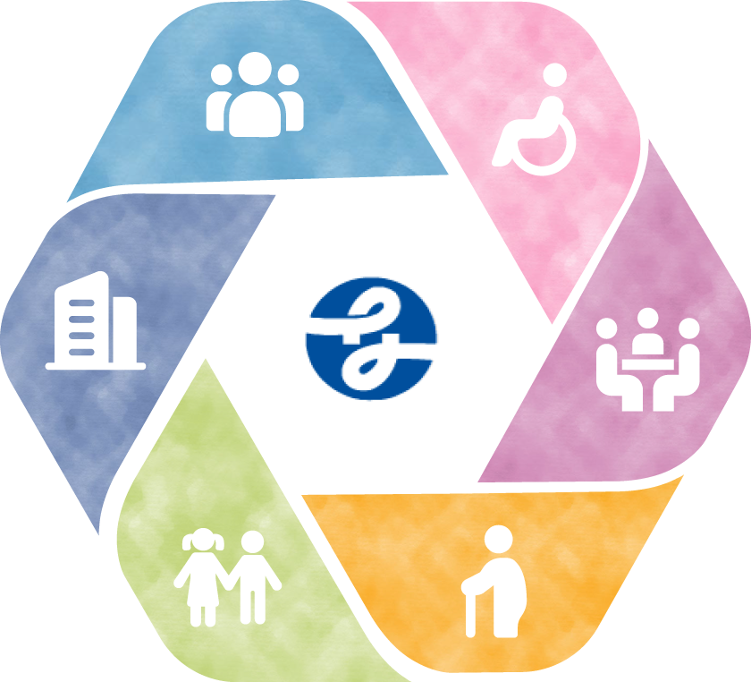 さまざまな相談機関や福祉拠点を運営するイメーイラスト図