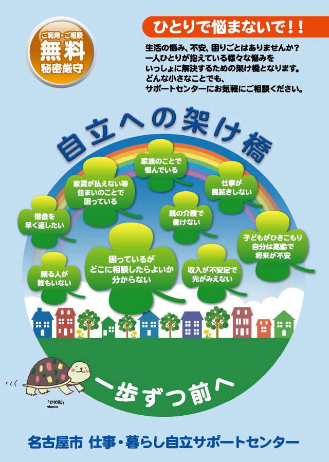 名古屋市仕事・暮らし自立サポートセンターのパンフレット表紙画像