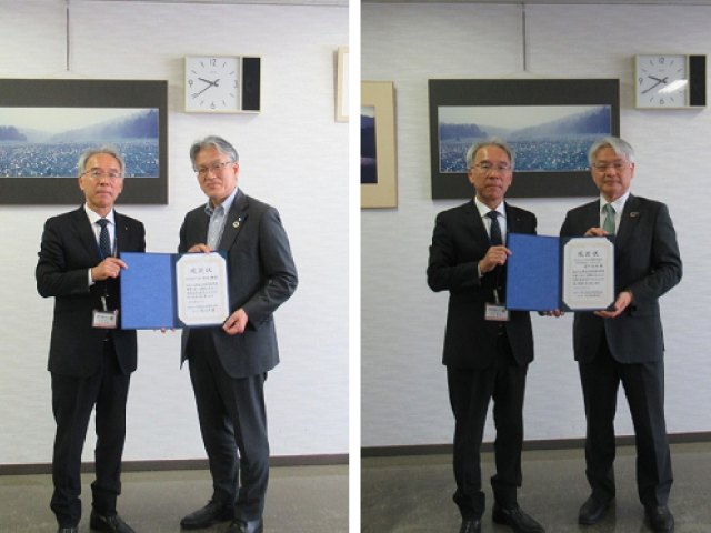 中日信用金庫・フコクしんらい生命保険株式会社様、感謝状贈呈の様子