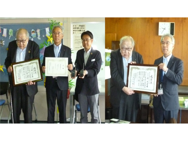 株式会社ダイワテック様及び名古屋銀行様、感謝状贈呈の様子